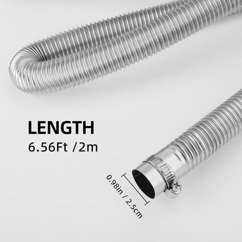UCandy 1" Stainless Steel Exhaust Hose, Fuel Tank Diesel Gas Vent Hose,78.7" Flexible Exhaust Tubing Diesel Heater Exhaust Pipe, 1" Inner Diameter Air Heater Exhaust Pipe (2M) - Image 2